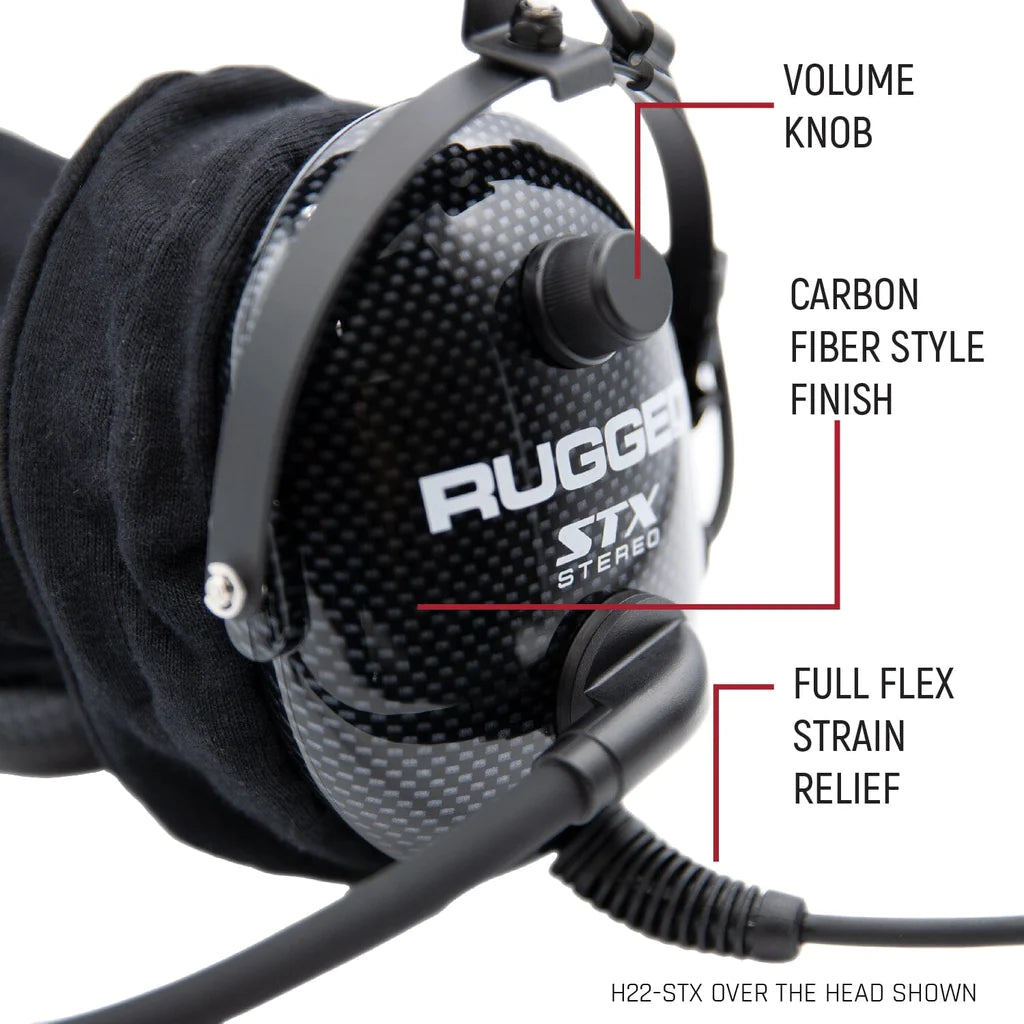 Rugged Radios H22/H42-STX Headset for 2-Way Radios - Black Carbon Fiber